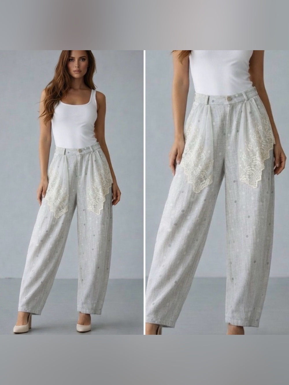 Polka dot Barrel Pants with Scarf